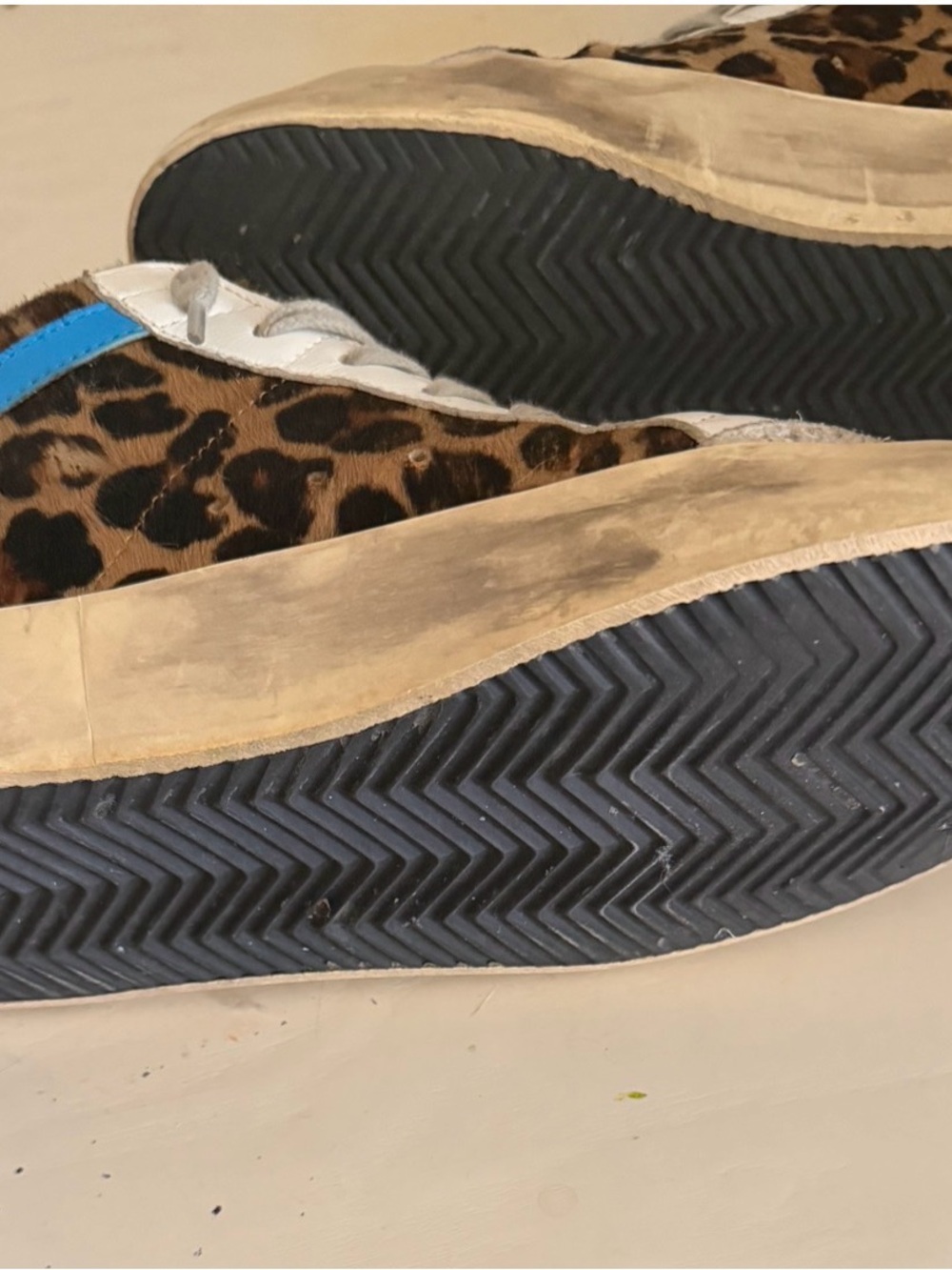 GGDB Leopard Print High Top Sneakers - White & Beige size 9 - Picture 4 of 4